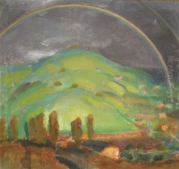 Late Rainbow Oil Painting by Edouard Vysekal