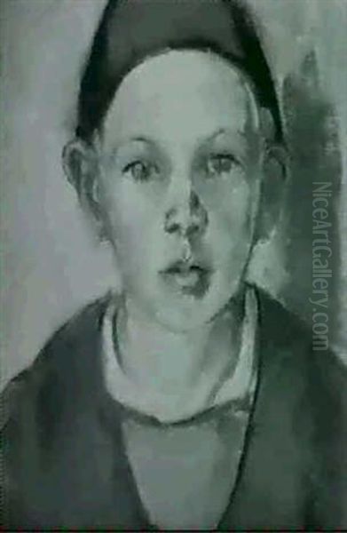 Boy With Cap (harold) Oil Painting by Luvena B. Vysekal