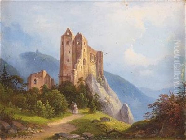 Burgruine Oil Painting by Adalbert Waagen