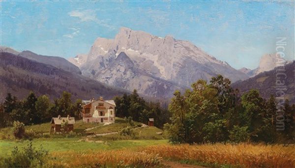 Motif Of The Alps Oil Painting by Adalbert Waagen