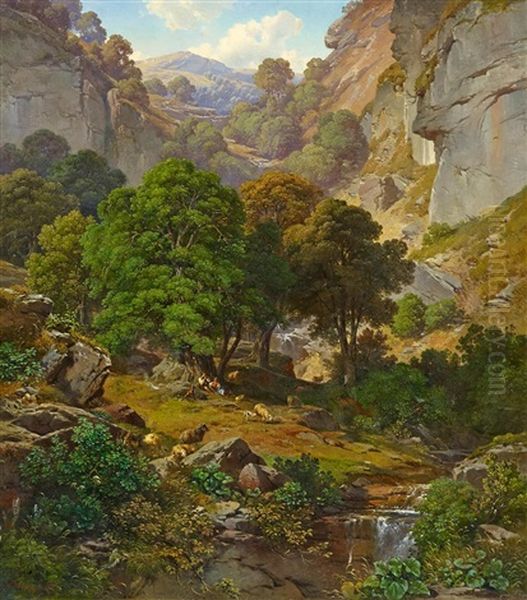 Landschaft Mit Rastenden Hirten Oil Painting by Adalbert Waagen