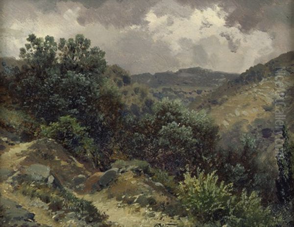 Gewitterstimmung In Sizilien Oil Painting by Adalbert Waagen