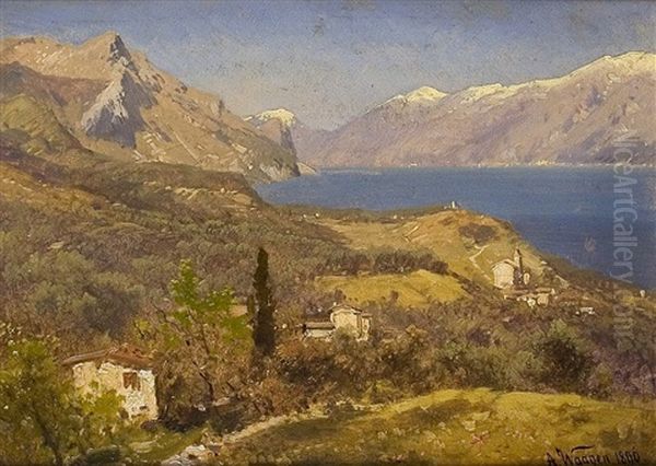 Am Gardasee Oil Painting by Adalbert Waagen