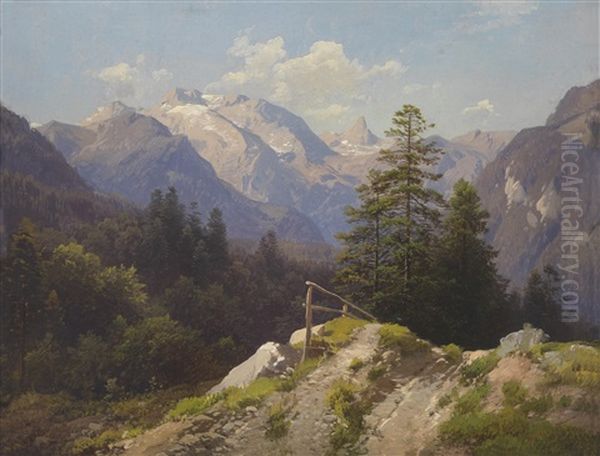 Gebirgsmotiv Oil Painting by Adalbert Waagen