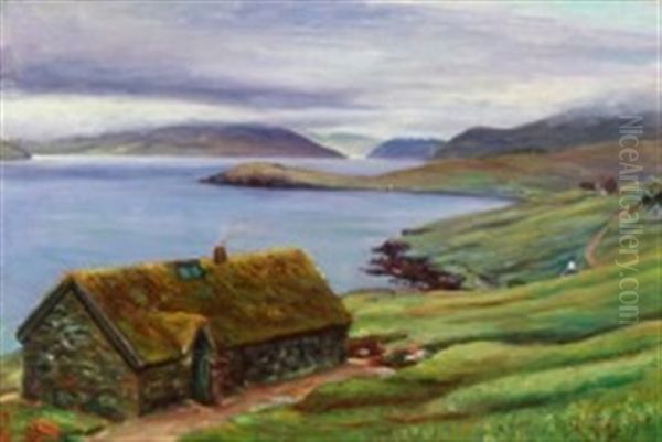 View From A Faroese Village Oil Painting by Joen Waagstein