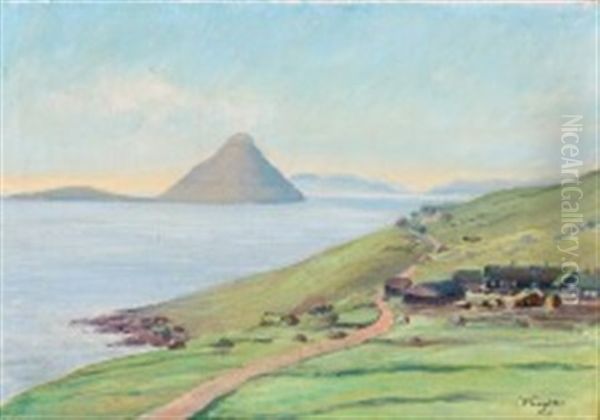 View From A Faroese Village Oil Painting by Joen Waagstein