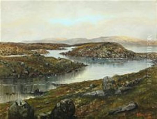 Faroese Landscape Oil Painting by Joen Waagstein