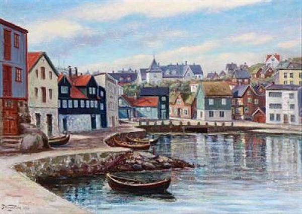 View Of Torshavn Oil Painting by Joen Waagstein