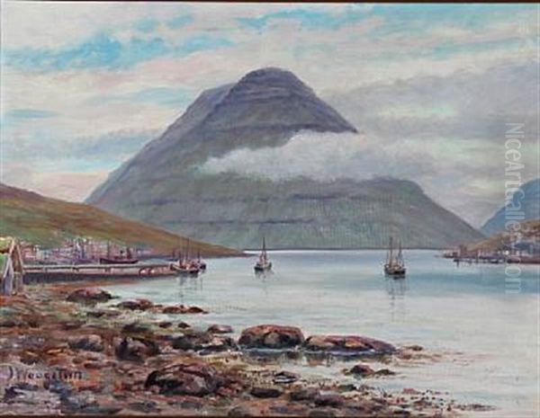 Landscape From The Faroe Islands Oil Painting by Joen Waagstein