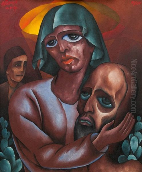 Pieta Oil Painting by Aloys (Wachlmayr) Wach