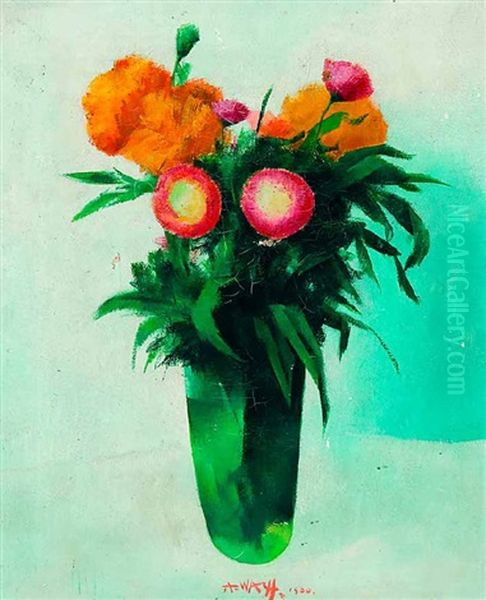 Blumenstillleben In Einer Vase Oil Painting by Aloys (Wachlmayr) Wach