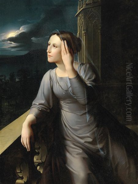 Looking Into The Distance Oil Painting by Karl Wilhelm Wach