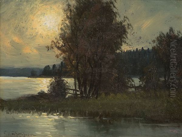 Am Schweriner See Oil Painting by Friedrich Wachenhusen