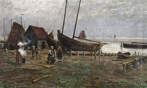 In Der Bootswerft Oil Painting by Friedrich Wachenhusen