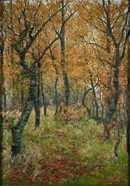 Herbstliches Waldinneres Oil Painting by Friedrich Wachenhusen