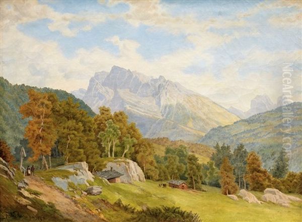 Alpska Krajina Oil Painting by Bedrich Wachsmann