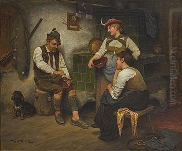 Der Uberwundene Wildschutz Oil Painting by Maximilian Wachsmuth