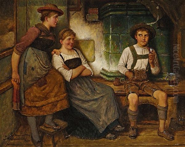 Die Erste Pfeife Oil Painting by Maximilian Wachsmuth