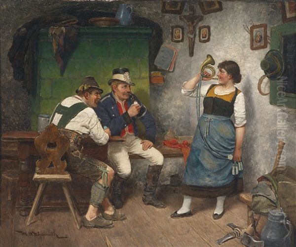 Das Horn Des Postillons Oil Painting by Maximilian Wachsmuth