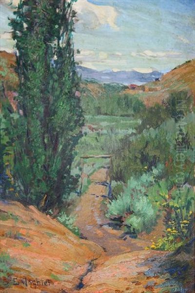 Untitled (path Through The Foothills) Oil Painting by Elmer Wachtel