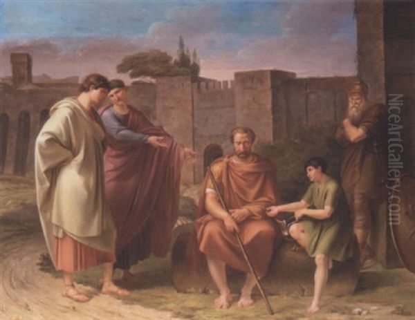 The Recognition Of Belisarius Oil Painting by Eberhard Waechter