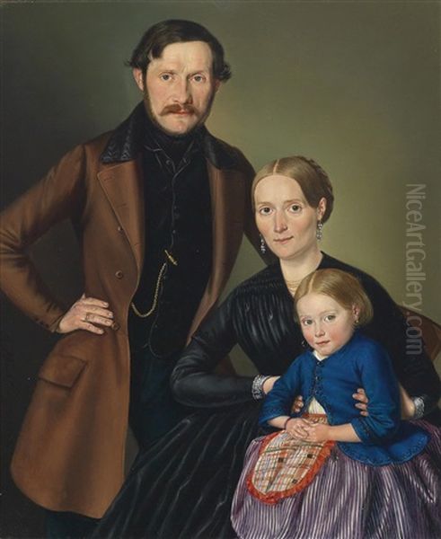 Familienportrait Oil Painting by Georg Wachter