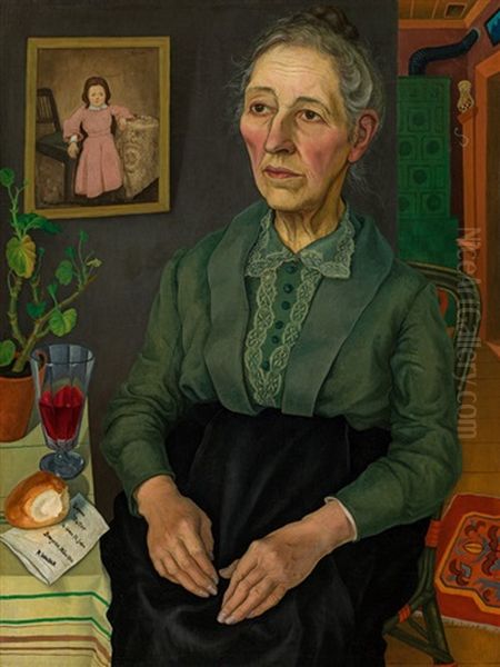 Portrait Of My Mother (in The Age Of 72) Oil Painting by Rudolf Wacker