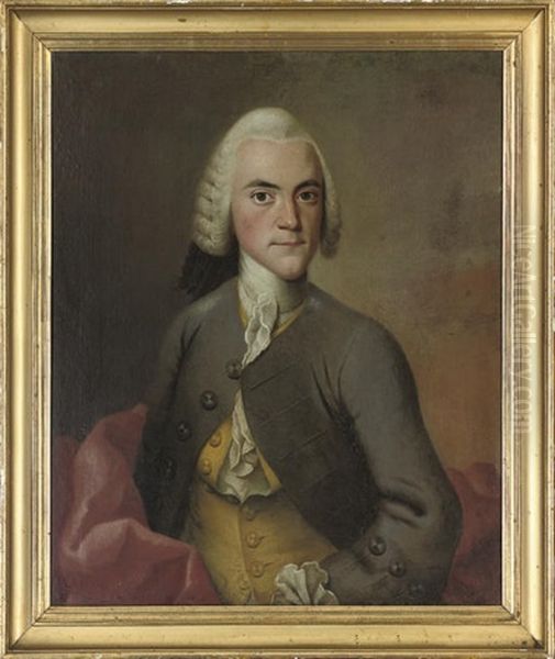 Portrait Of J. Wichfeld In A Grey Coat Oil Painting by Isak Wacklin