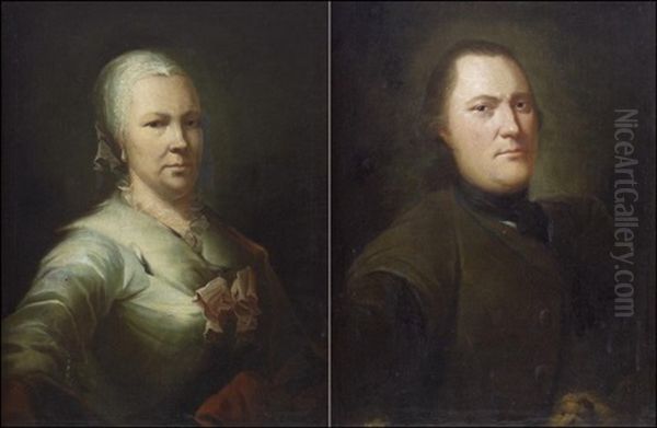 Muotokuvapari (pair Of Portraits) Oil Painting by Isak Wacklin