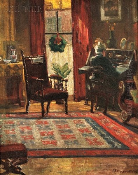 Beacon Hill Interior Oil Painting by Adelaide E. Wadsworth