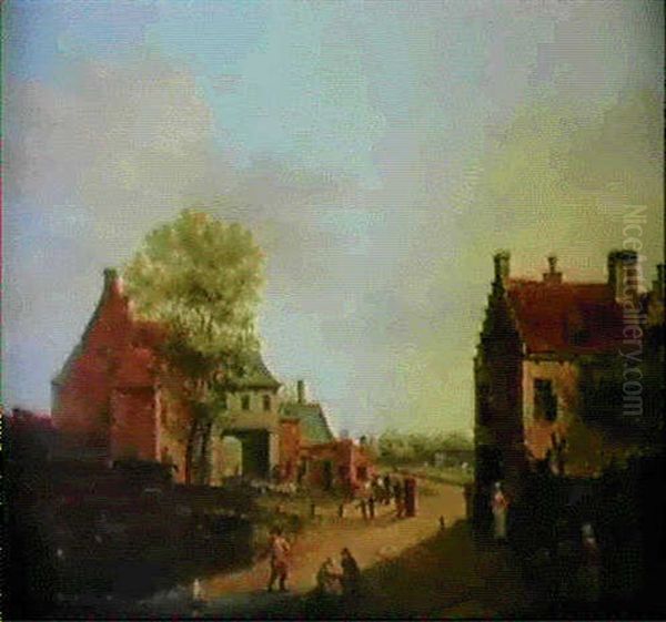 Dorflandschaft Mit Spielenden Kindern Oil Painting by Marten J. Waefelaers