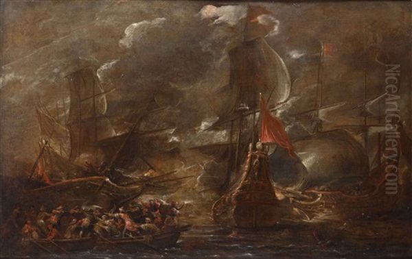 Battaglia Navale Oil Painting by Cornelis de Wael