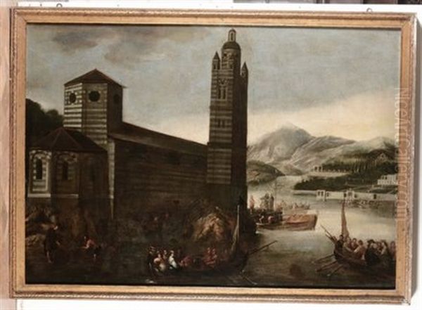 Veduta Marina Con Architetture Oil Painting by Cornelis de Wael