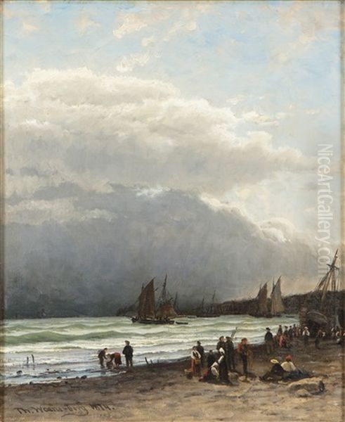 Oyster Fishermen Oil Painting by Thorsten Waenerberg