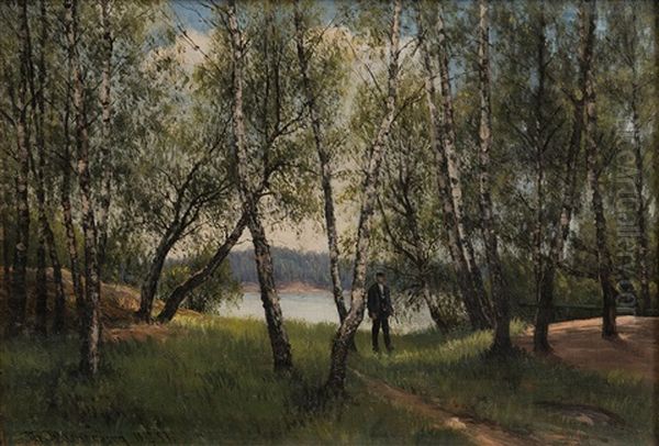 Summer Landscape With A Gentleman Oil Painting by Thorsten Waenerberg