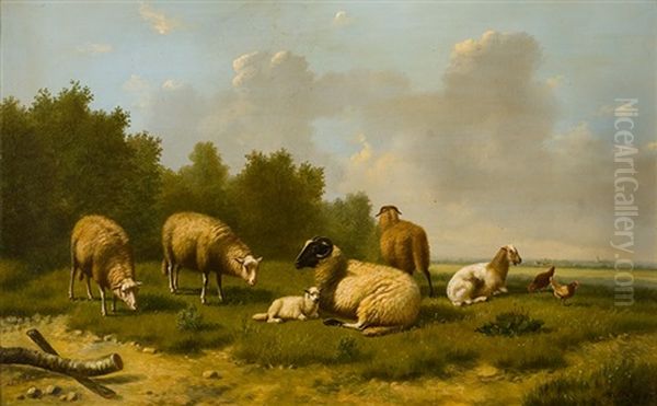 Moutons Dans Un Paysage by Arthur De Waerhert