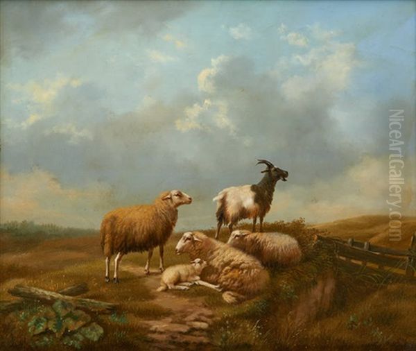 Moutons Et Bouc Avant L'orage Oil Painting by Arthur De Waerhert