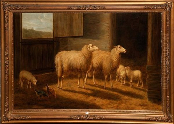 Moutons A La Bergerie Oil Painting by Arthur De Waerhert