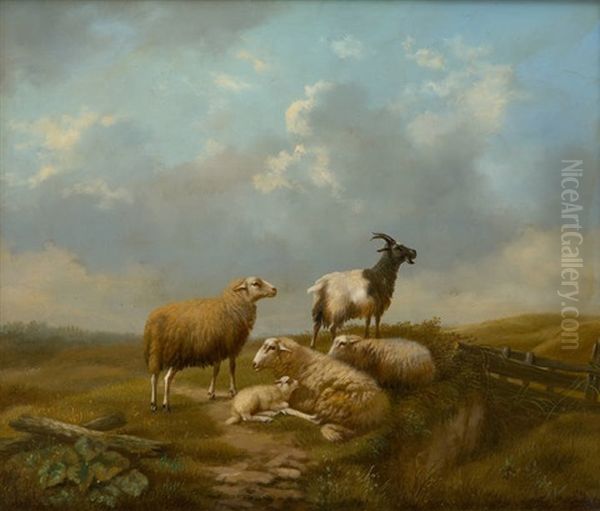 Moutons Et Bouc Avant L'orage Oil Painting by Arthur De Waerhert