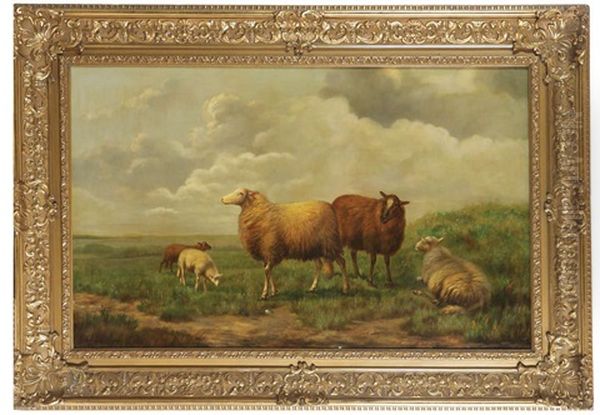 Moutons Au Pre Oil Painting by Arthur De Waerhert