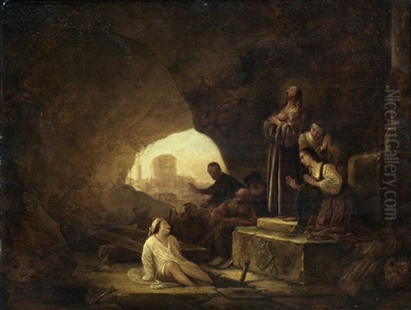 La Resurrection De Lazare Oil Painting by Gerrit de Waet