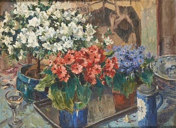 Les Azalees En Fleurs Oil Painting by Victor Wagemaekers