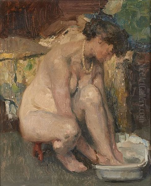 Le Bain De Pieds Oil Painting by Maurice Wagemans