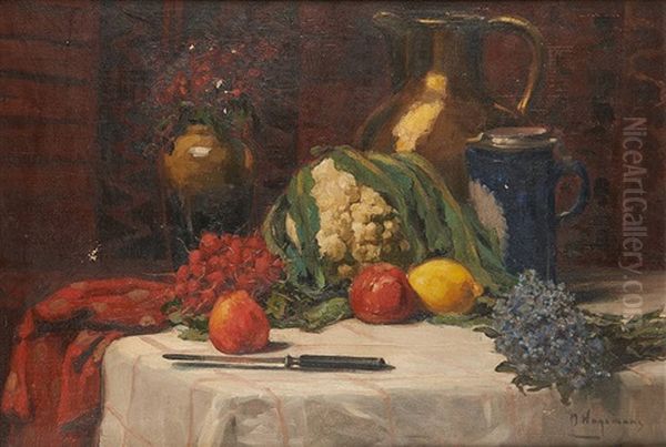 Composition Aux Fruits Et Legumes Oil Painting by Maurice Wagemans