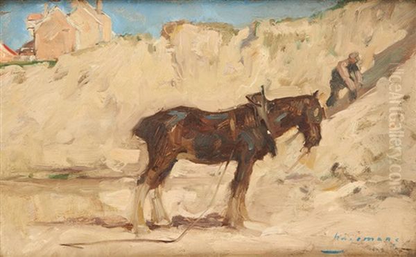 Cheval Dans La Carriere De Sable Oil Painting by Maurice Wagemans