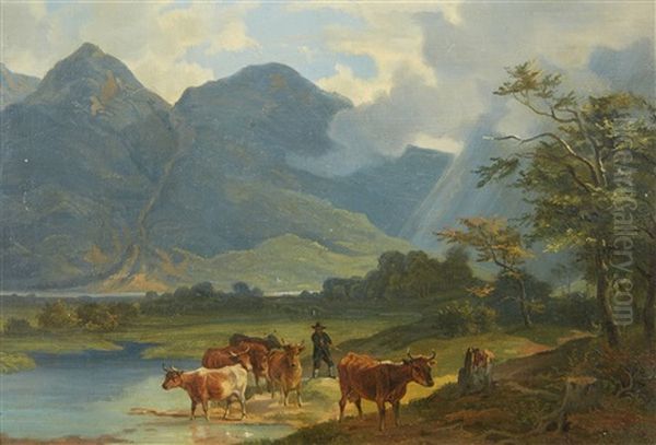 The Inthal Near Niederaudorf Oil Painting by Max Joseph Wagenbauer