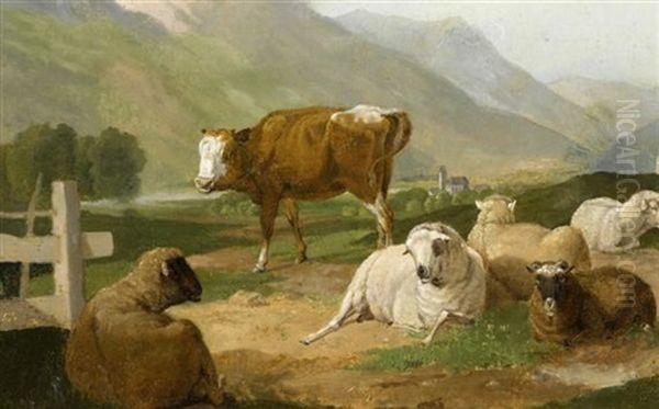 Tiere Auf Der Weide (study) Oil Painting by Max Joseph Wagenbauer