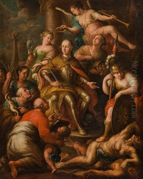 The Glorification Of Joseph Ii, Holy Roman Emperor Oil Painting by Franz Xaver Wagenschoen