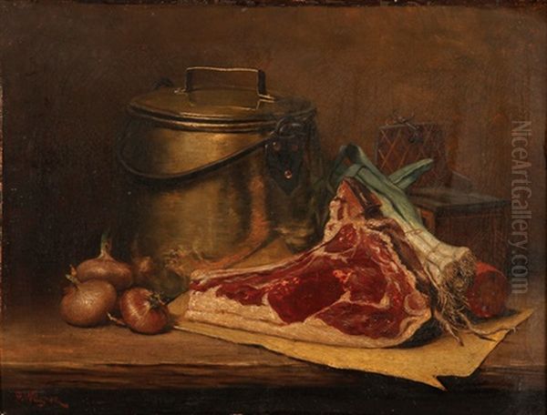 Still Life With Meat And Vegetables Oil Painting by Ferdinand Wagner the Elder