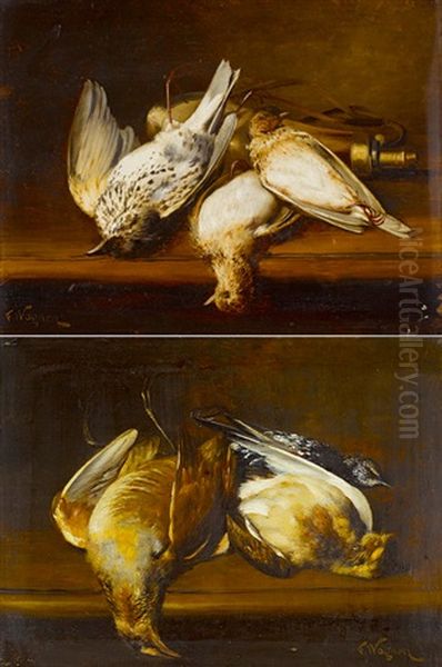 Gegenstucke: Nature Morte Aux Oiseaux (pair) Oil Painting by Ferdinand Wagner the Younger